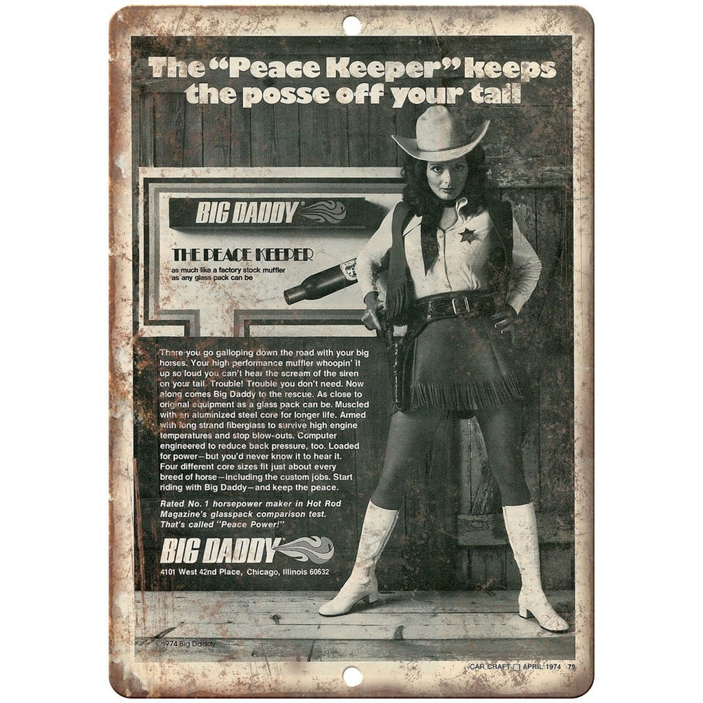 Big Daddy Muffler - The Peace Keeper - 10" x 7" Reproduction Metal Sign