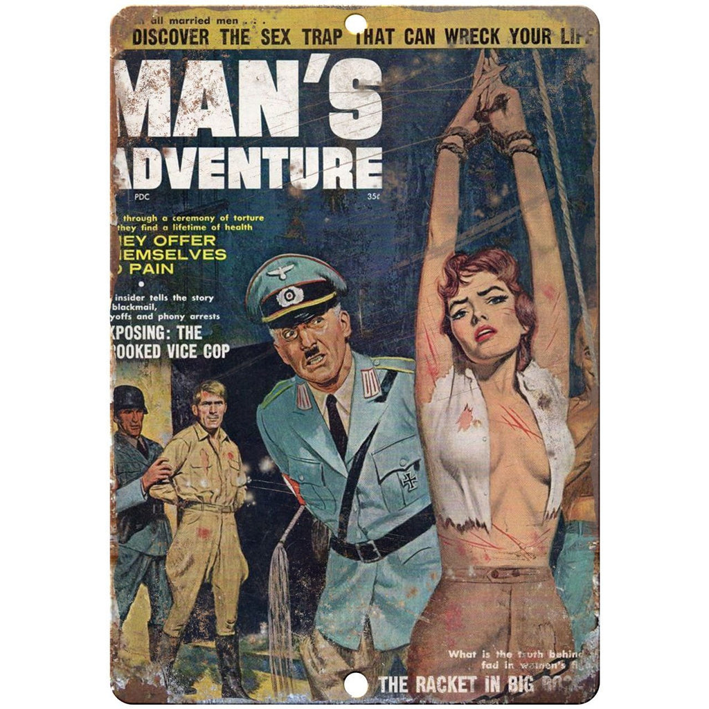 1961 Pulp Mag Man's Adventure 10" x 7" reproduction metal sign