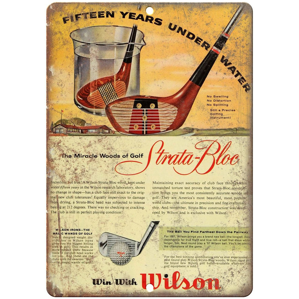 Wilson Strata golf ball vintage ad 10" x 7" retro metal sign
