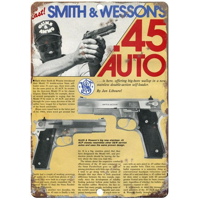 Smith & Wesson vintage advertising reproduction metal sign