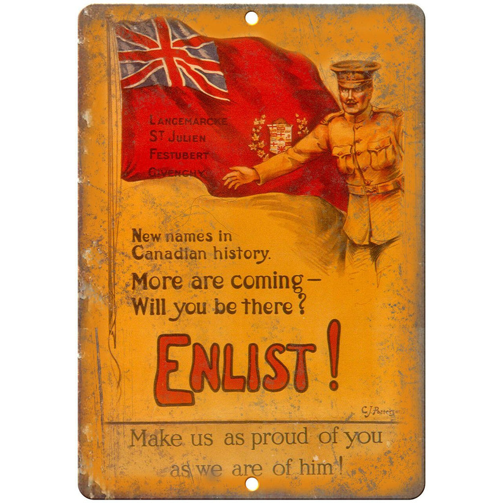 Canadian Military Enlistment Poster Art 10" x 7" Reproduction Metal Sign M84