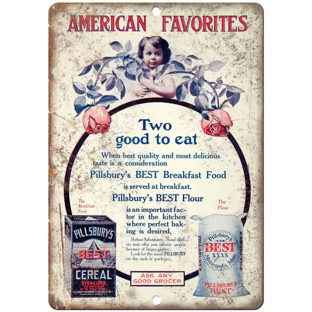 Pillsbury's Best Cereal Vintage Ad 9" x 12" Reproduction Metal Sign N334