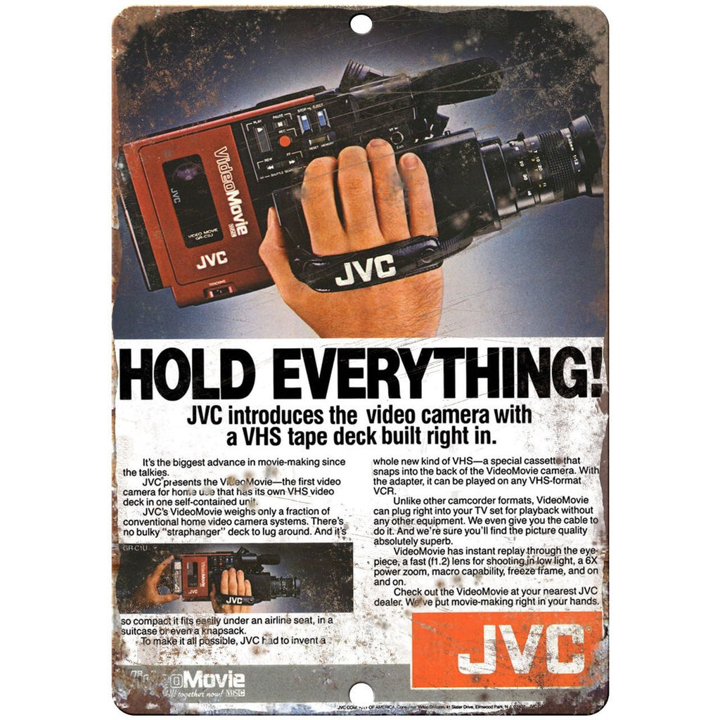 10" x 7" Metal Sign - 1986 JVC Camcorder - Vintage Look Reproduction D03