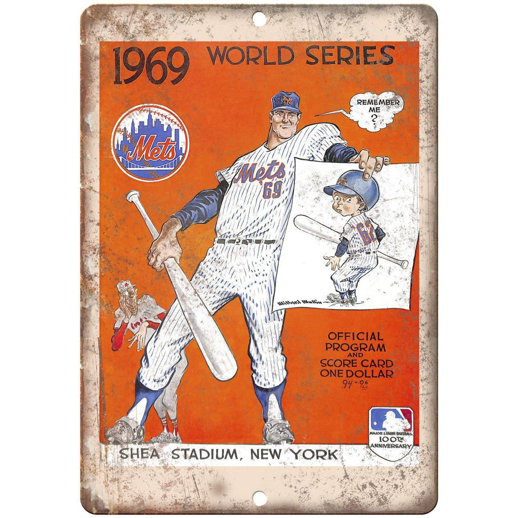 Shea Stadium Mets 1969 World Series Program 10" x 7" Reproduction Metal Sign X25