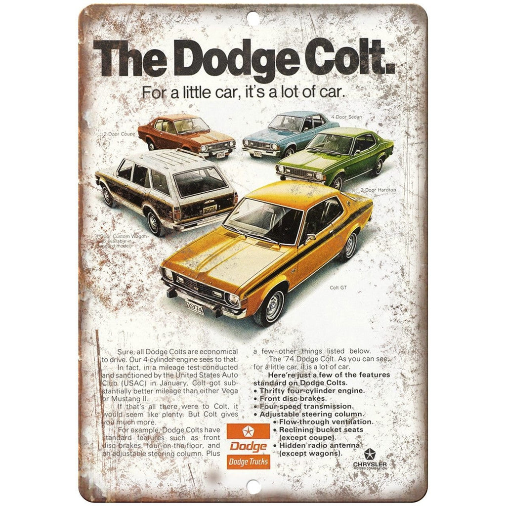 1974 Dodge Colt Truck Vintage Ad 10" x 7" Reproduction Metal Sign A266