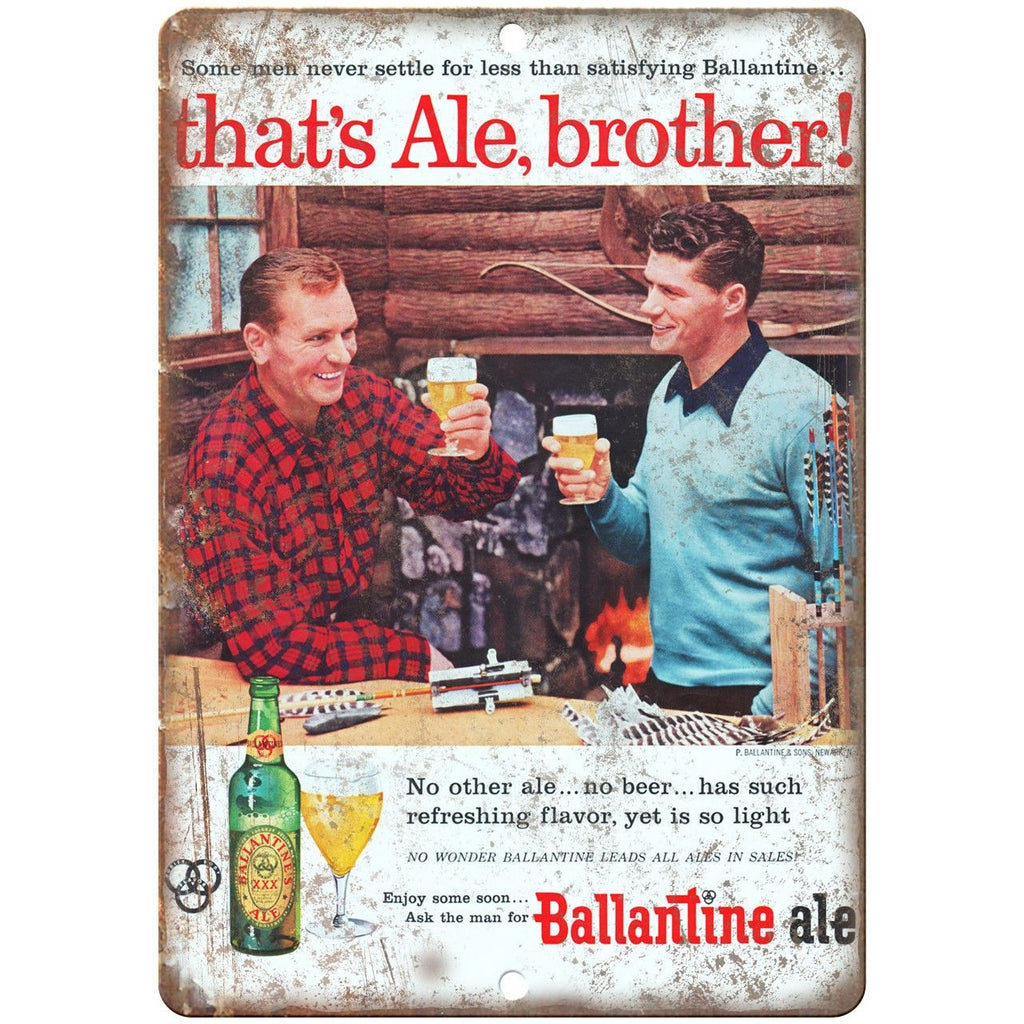 Ballantine Ale Beer Man Cave D√©cor Art 10" x 7" Reproduction Metal Sign E303