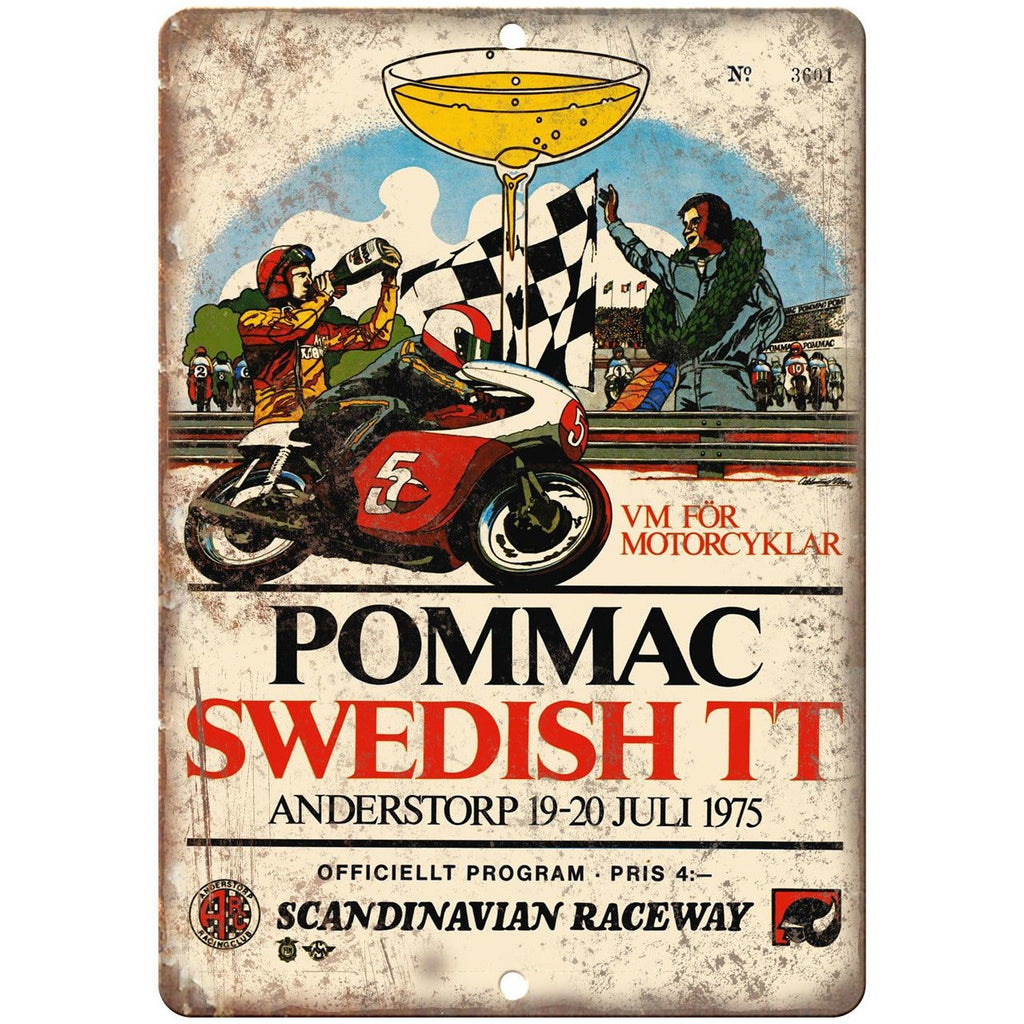 1975 Pommac Swedish TT Scandinavian Raceway 10"X7" Reproduction Metal Sign A632