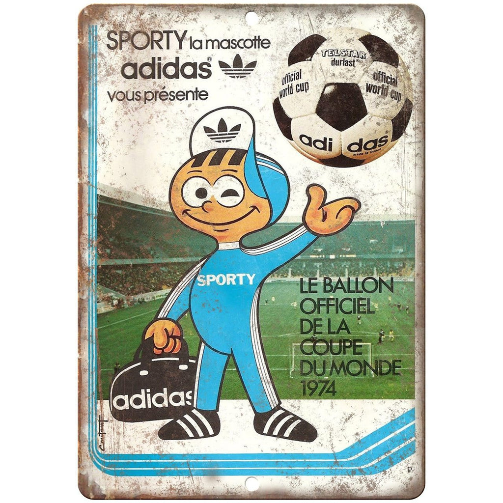 1974 Adidas European Soccer vintage Ad 10" X 7" Reproduction Metal Sign ZE59