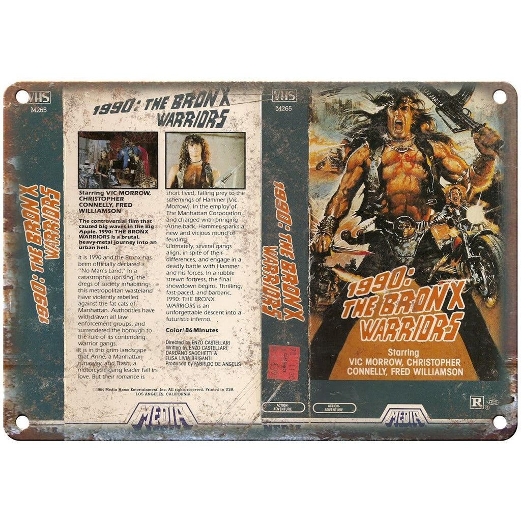1990 Bronx Warriors Media Home Video VHS Art 10"X7" Reproduction Metal Sign V22