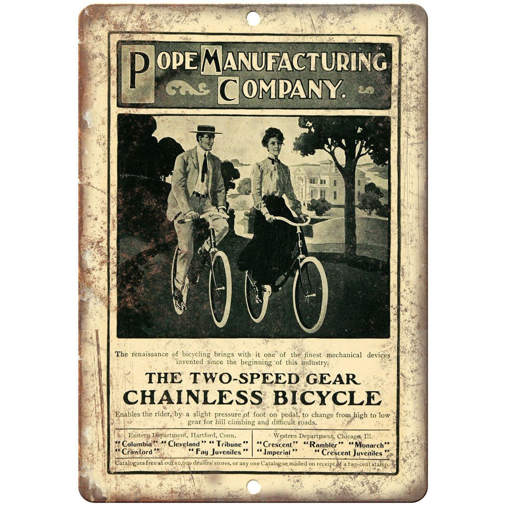 Pope Manufacturing Company Bicycle Ad 10" x 7" Reproduction Metal Sign B437