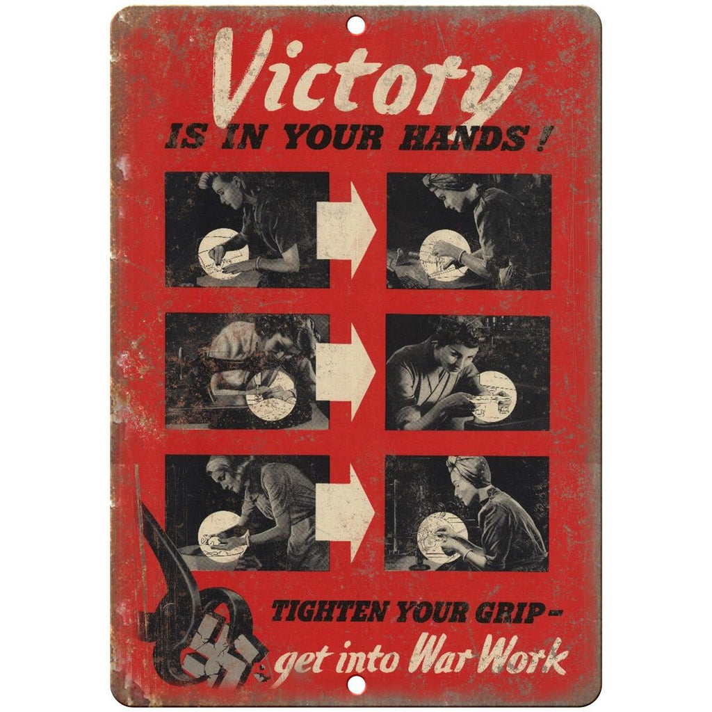 Victory Is In Your Hands Anti Nazi Propoganda 10"x7" Reproduction Metal Sign M29