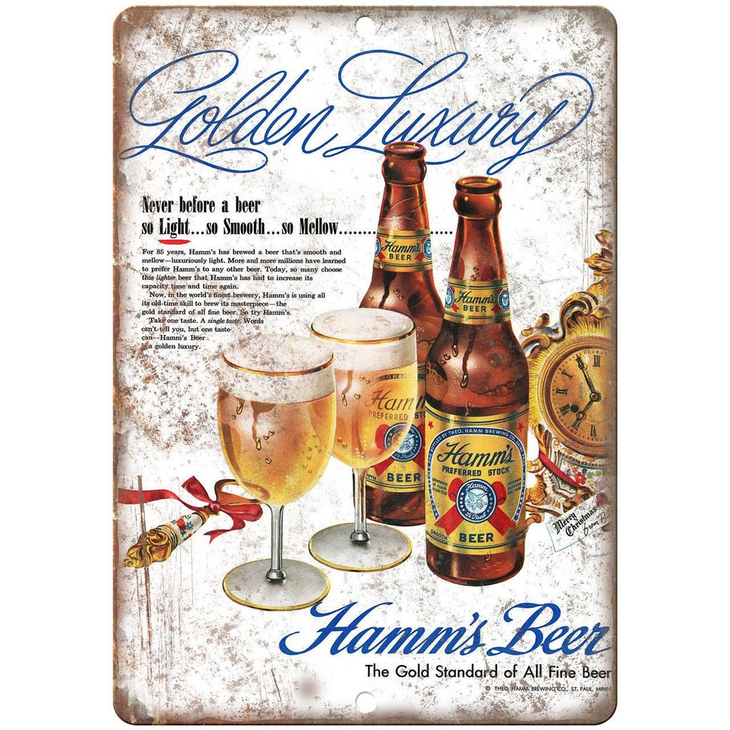 Hamm's Beer Golden Luxury Vintage Ad Reproduction Metal Sign E42