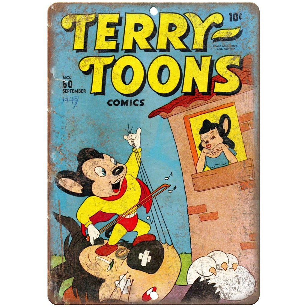 1947 Terry Toons Comics Vintage 10" X 7" Reproduction Metal Sign J270