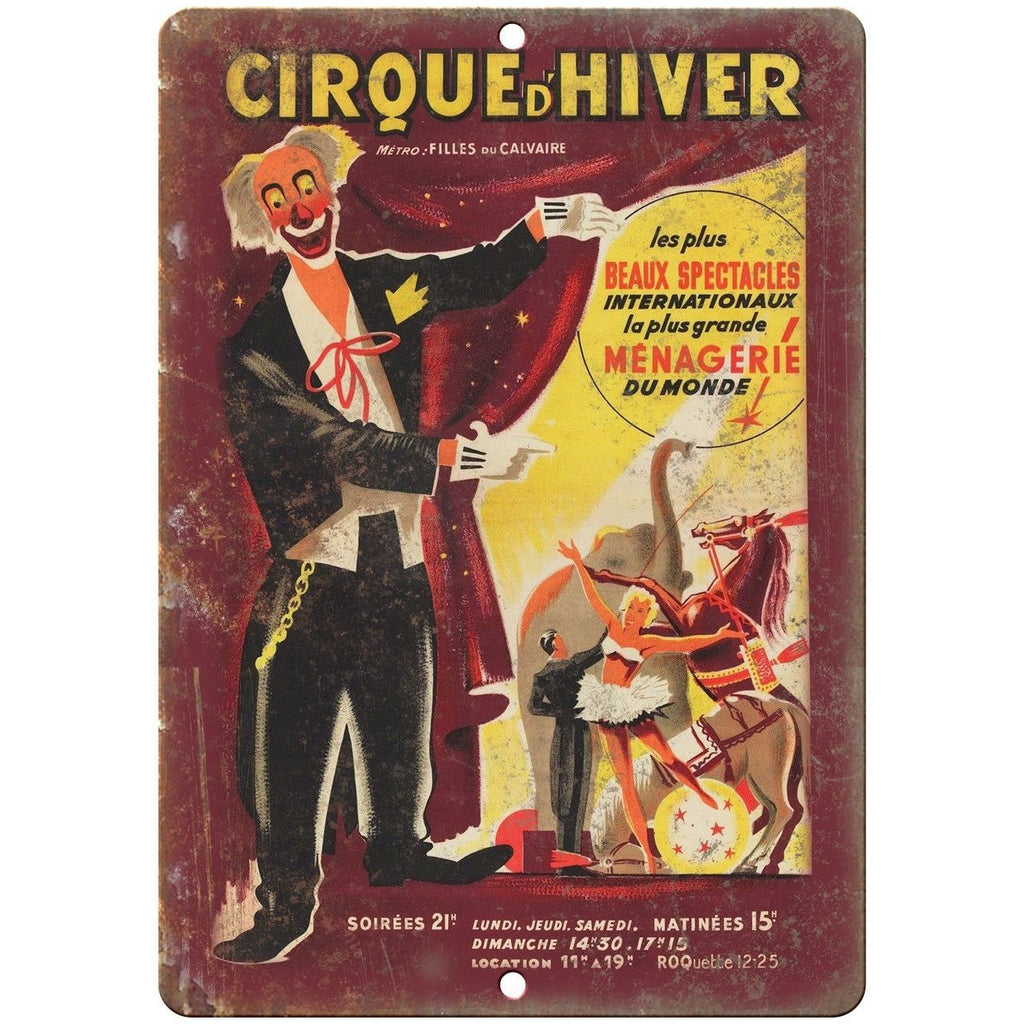 Cirque d' Hiver France Circus Poster 10" X 7" Reproduction Metal Sign ZH03