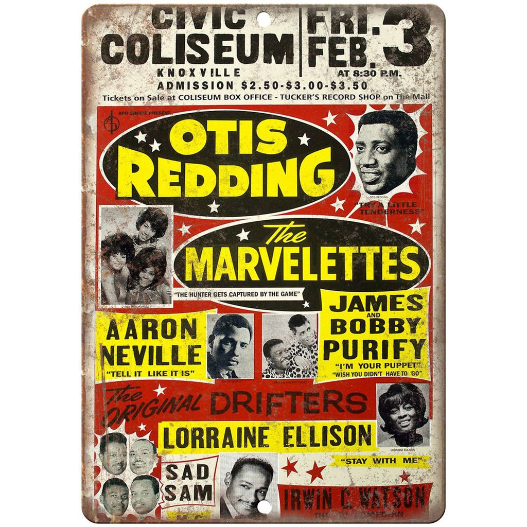 Otis Redding Civic Coliseum vintage concert flyer 10" x 7" retro metal sign K12