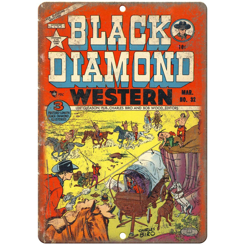 Black Diamond Western No 32 Comic Book Art 10" x 7" Reproduction Metal Sign J586