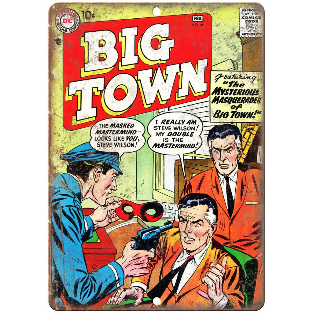 Big Town No 49 Comic Book Cover Vitage Art 10" x 7" Reproduction Metal Sign J677