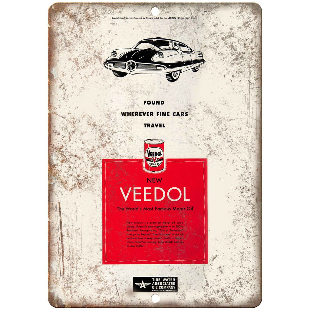 Veedol Motor Oil Vintage Ad 10" X 7" Reproduction Metal Sign A780