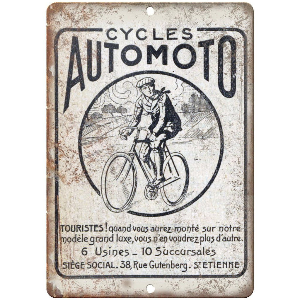 Cycles Automoto Vintage Bicycle Ad 10" x 7" Reproduction Metal Sign B254