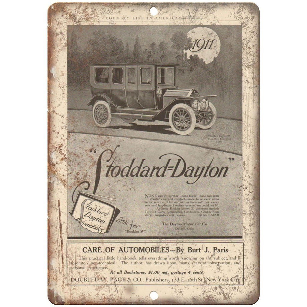 1911 - Stoddard Dayton Motor Car Company Vintage Ad - 10" x 7" Retro Metal Sign