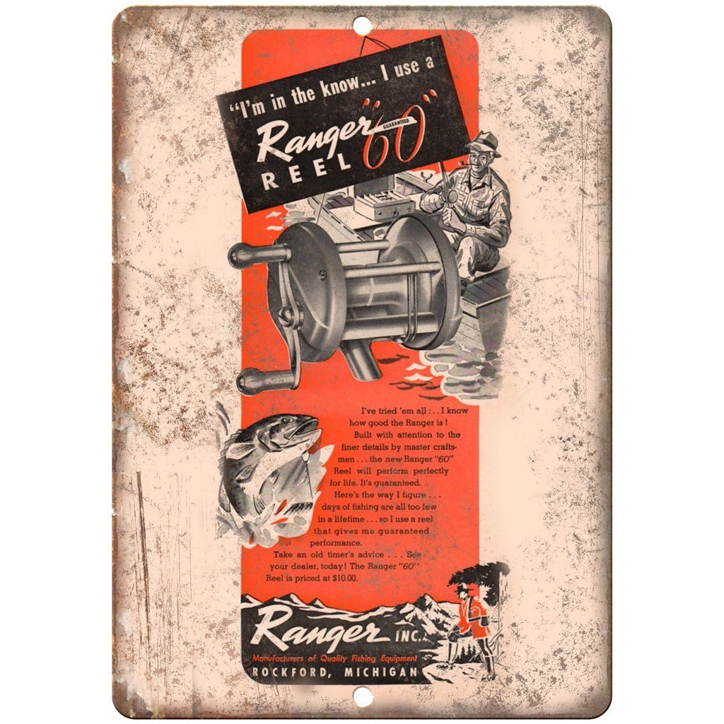 Ranger Reel 60 Fishing Tackle Vintage Ad - 10'" x 7" Reproduction Metal Sign