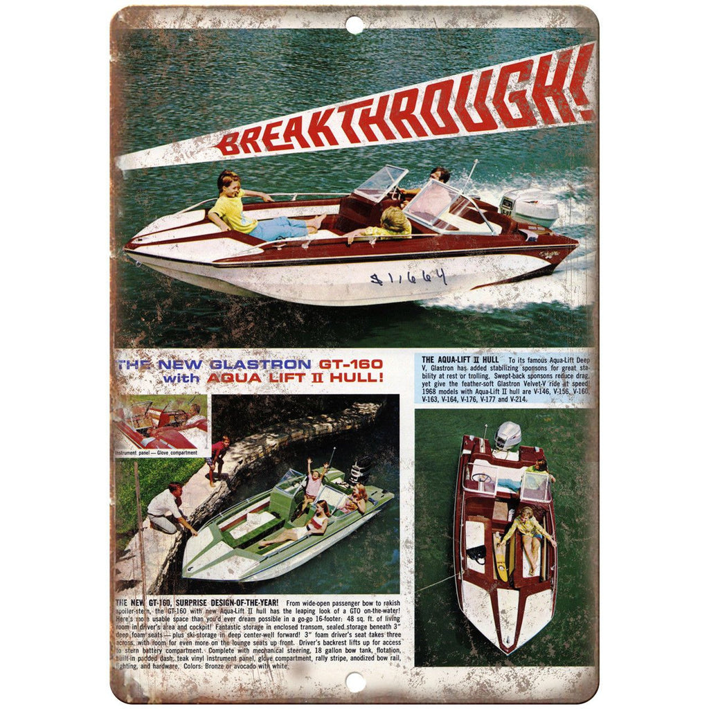 The GT-160 Boating Vintage Ad 10" x 7" Reproduction Metal Sign L32