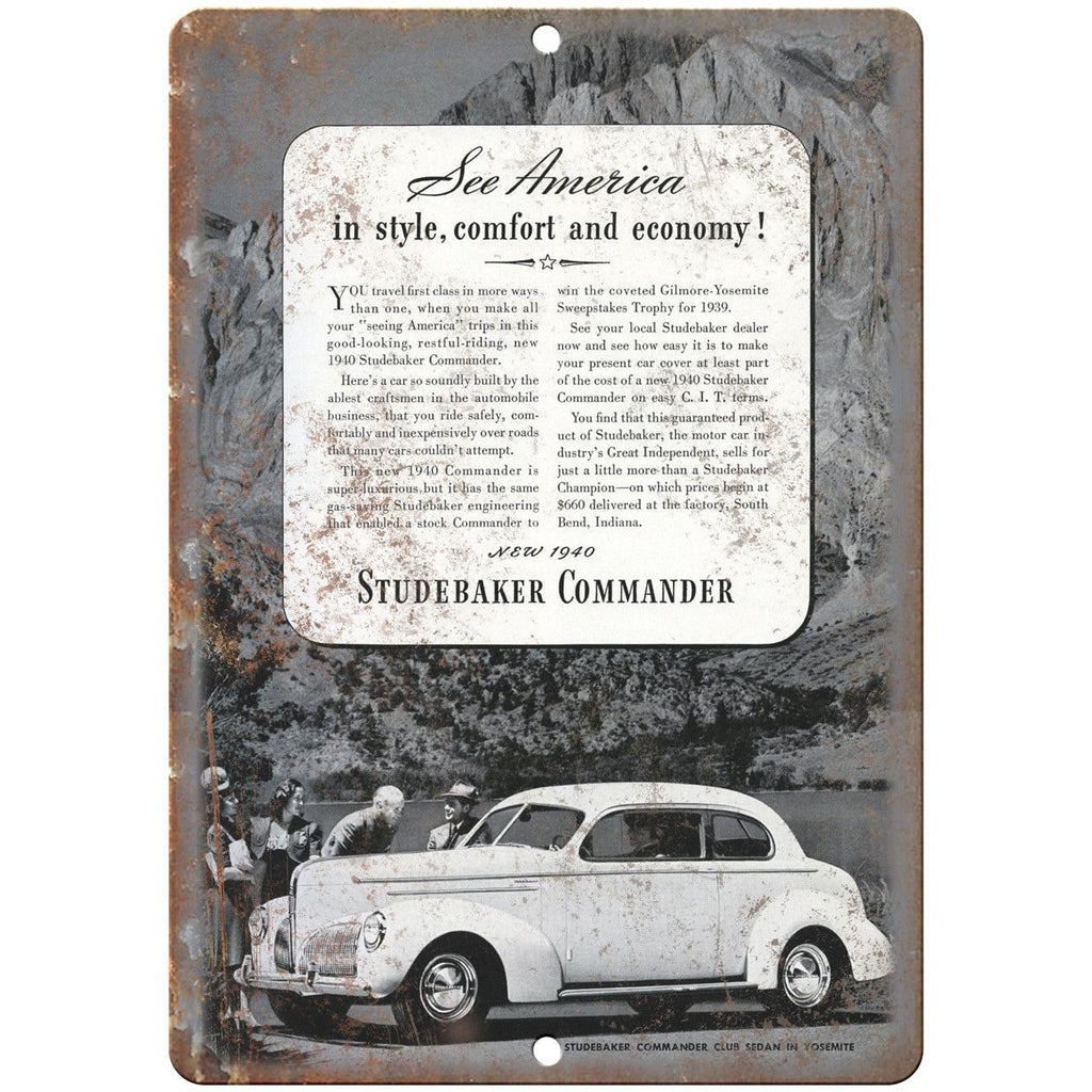 1940 Studebaker Commander Vintage Car Ad 10" x 7" Reproduction Metal Sign A427