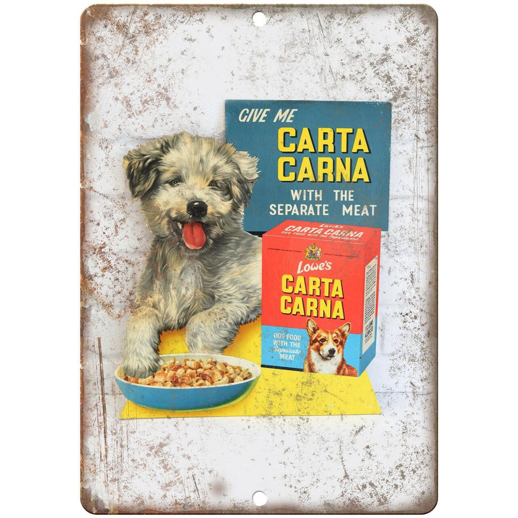 Carta Carna Vintage Dog Food Ad 10" X 7" Reproduction Metal Sign N358