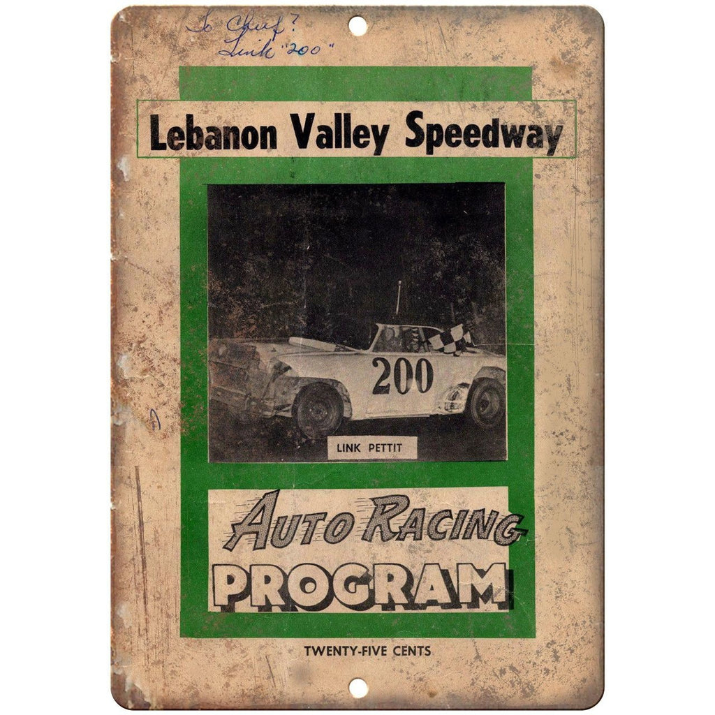 Lebanon Valley Speedway Link Pettit Race 9" x 12" Reproduction Metal Sign A543