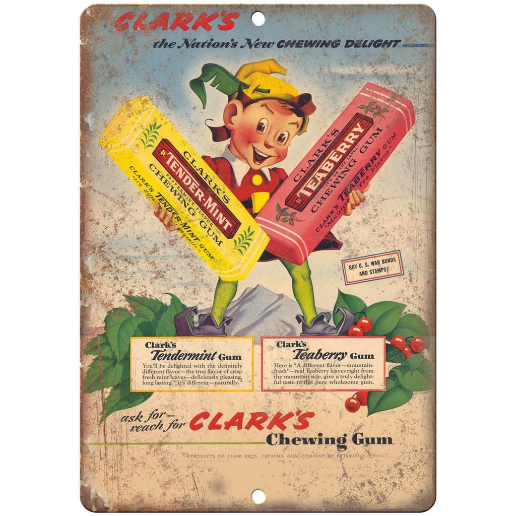 Clark's Tender-Mint Chewing Gum Ad 10" X 7" Reproduction Metal Sign N81