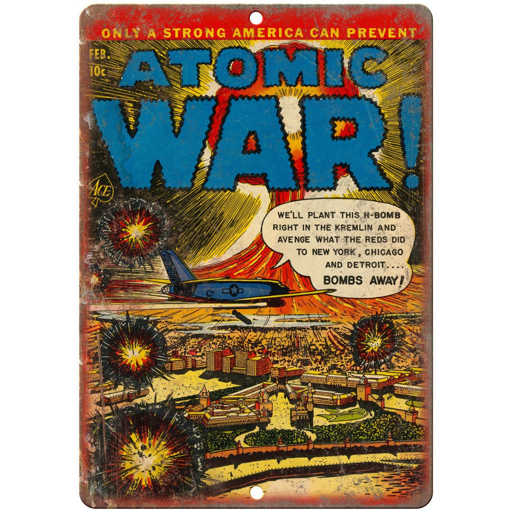 Atomic War Ace Vintage Comic Book Cover 10" x 7" Reproduction Metal Sign J520