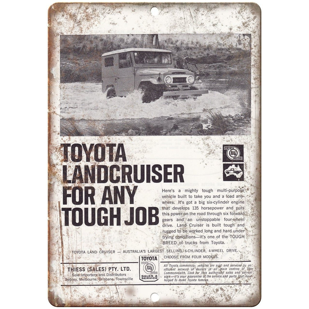 Toyota Landcruiser Vintage Ad 9" x 12" Reproduction Metal Sign A403