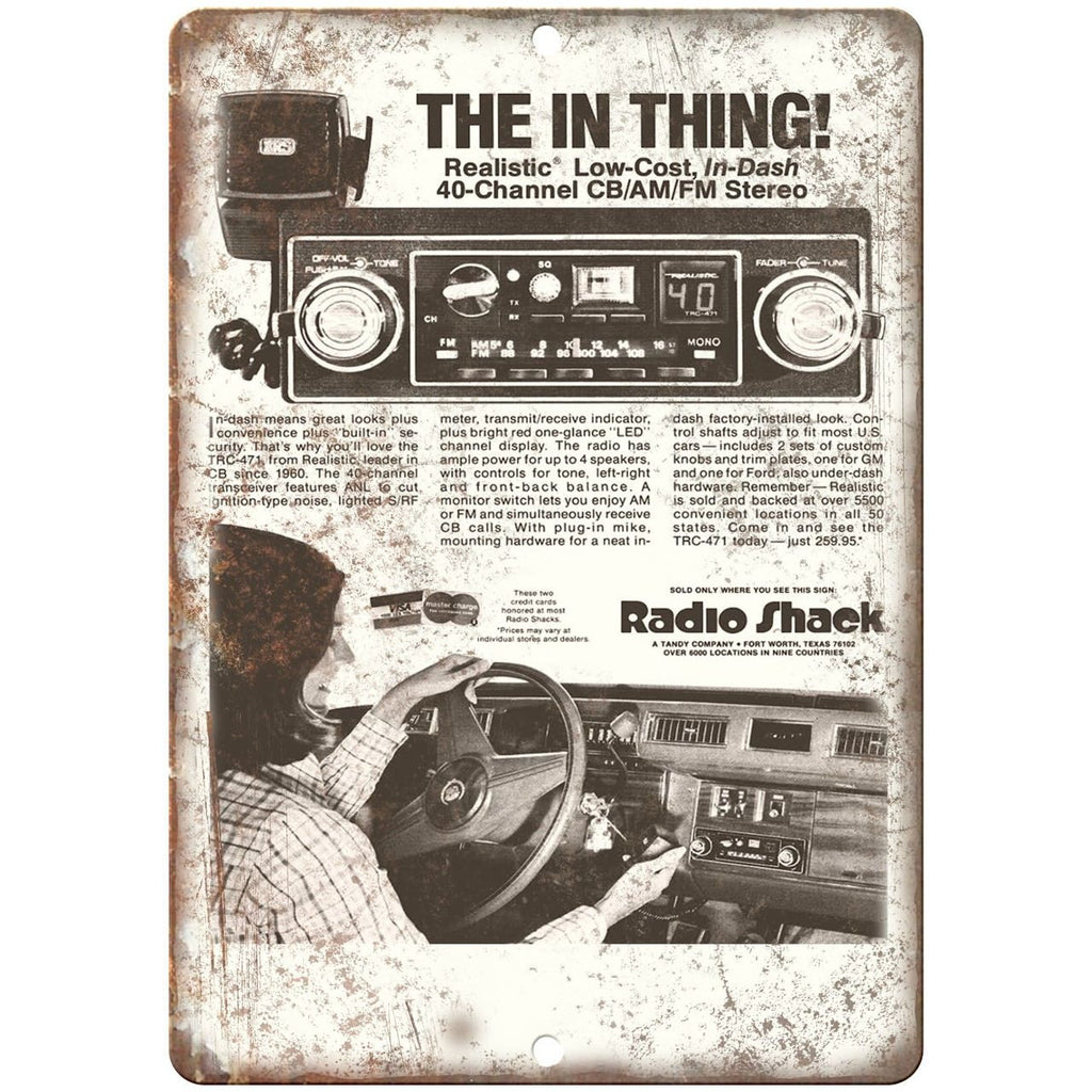 Radio Shack Realistic CB AM/FM Car Stereo10" x 7" Reproduction Metal Sign D49