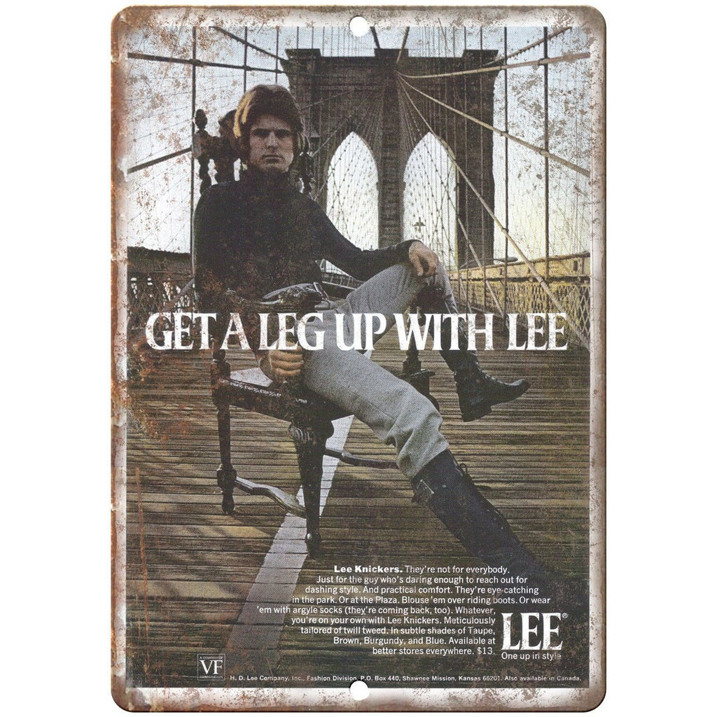 Lee Knickers Pants Vintage Ad 1970s 10" X 7" Reproduction Metal Sign ZE24