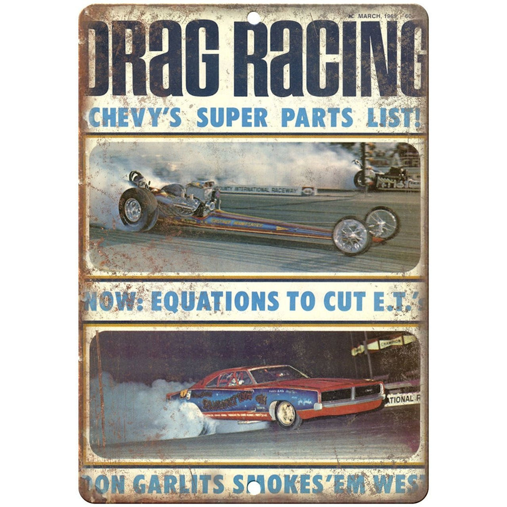 1969 Drag Racing, Don Garlits, funny car, car race 10" x 7" Retro Metal Sign