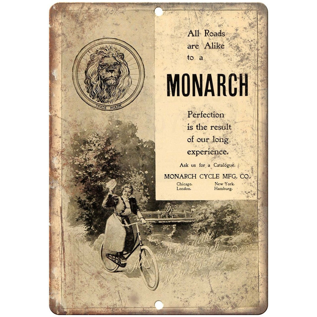 Monarch Bicycles Cycle Mfg Vintage Ad 10" x 7" Reproduction Metal Sign B294