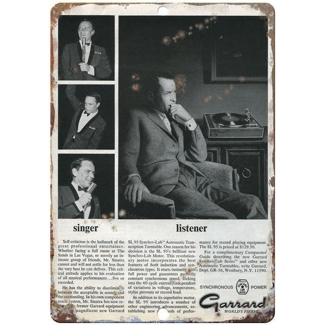 Frank Sinatra Garrard 10" x 7" Reproduction Metal Sign D17