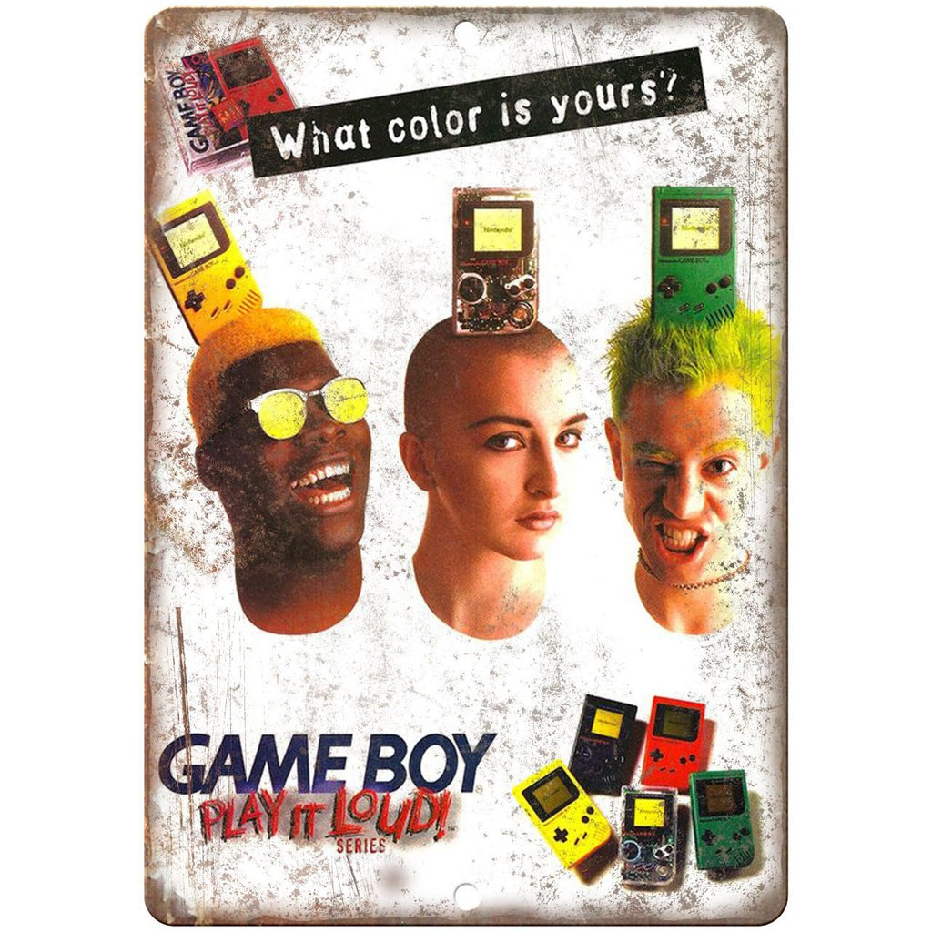 Nintendo Game Boy Play It Loud Vintage Gaming Ad 10" x 7" Retro Look Metal Sign