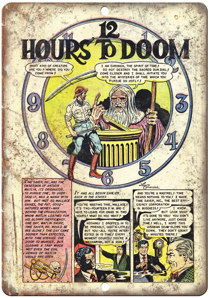 12 Hours To Doom Comic Book Strip Art 10" x 7" Reproduction Metal Sign J525