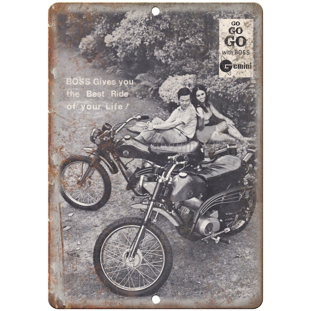 Boss Gemini Vintage Motorycle Ad 10" x 7" Reproduction Metal Sign A368