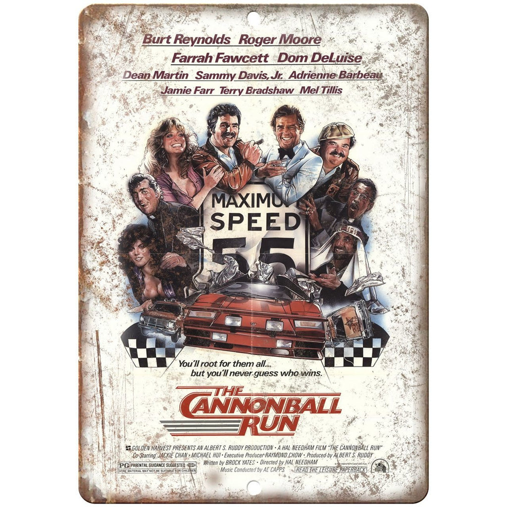 The Cannonball Run Movie Poster 10" x 7" Retro Look Metal Sign