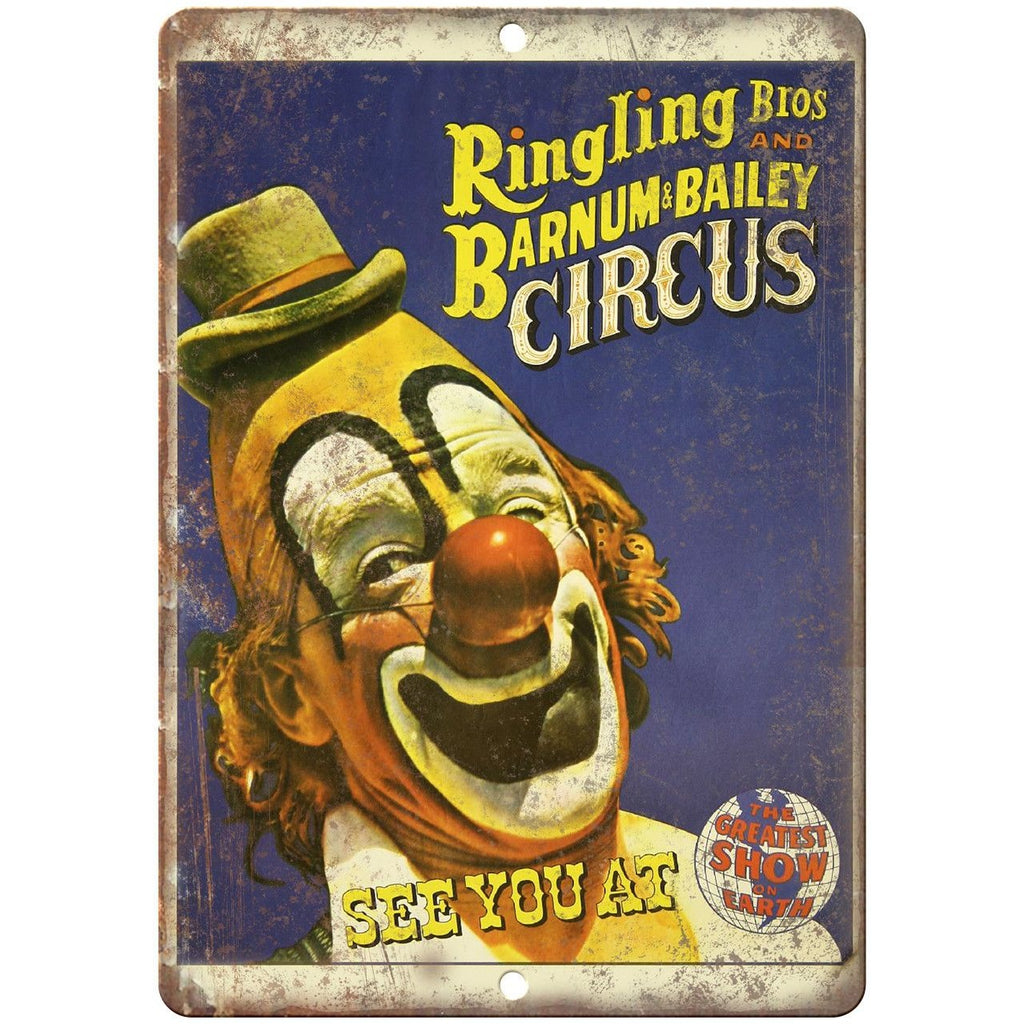 Ringling Bros Clown Circus Vintage Poster 10" X 7" Reproduction Metal Sign ZH39