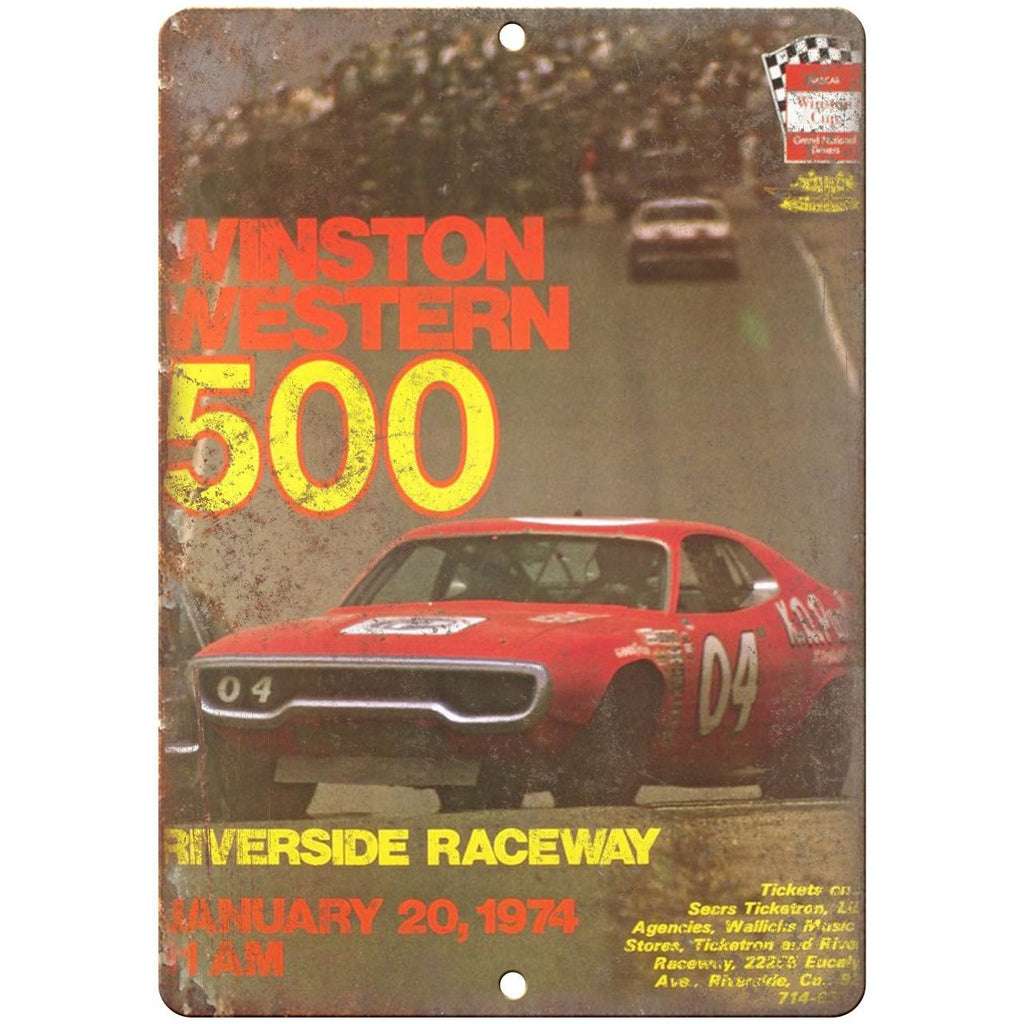 1974 Winston Western 500, Riverside Raceway 10" x 7" Retro Metal Sign