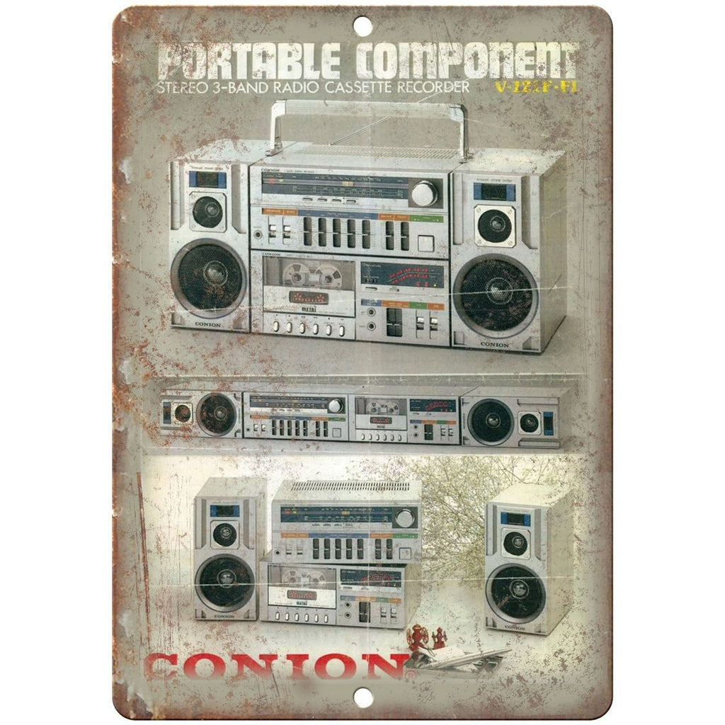 Conion Component Radio Boombox Ghetto Blaster 10" x 7" reproduction metal sign