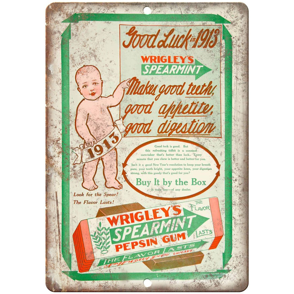 Wrigley's Pepsin Gum Vintage Ad 10" X 7" Reproduction Metal Sign N337