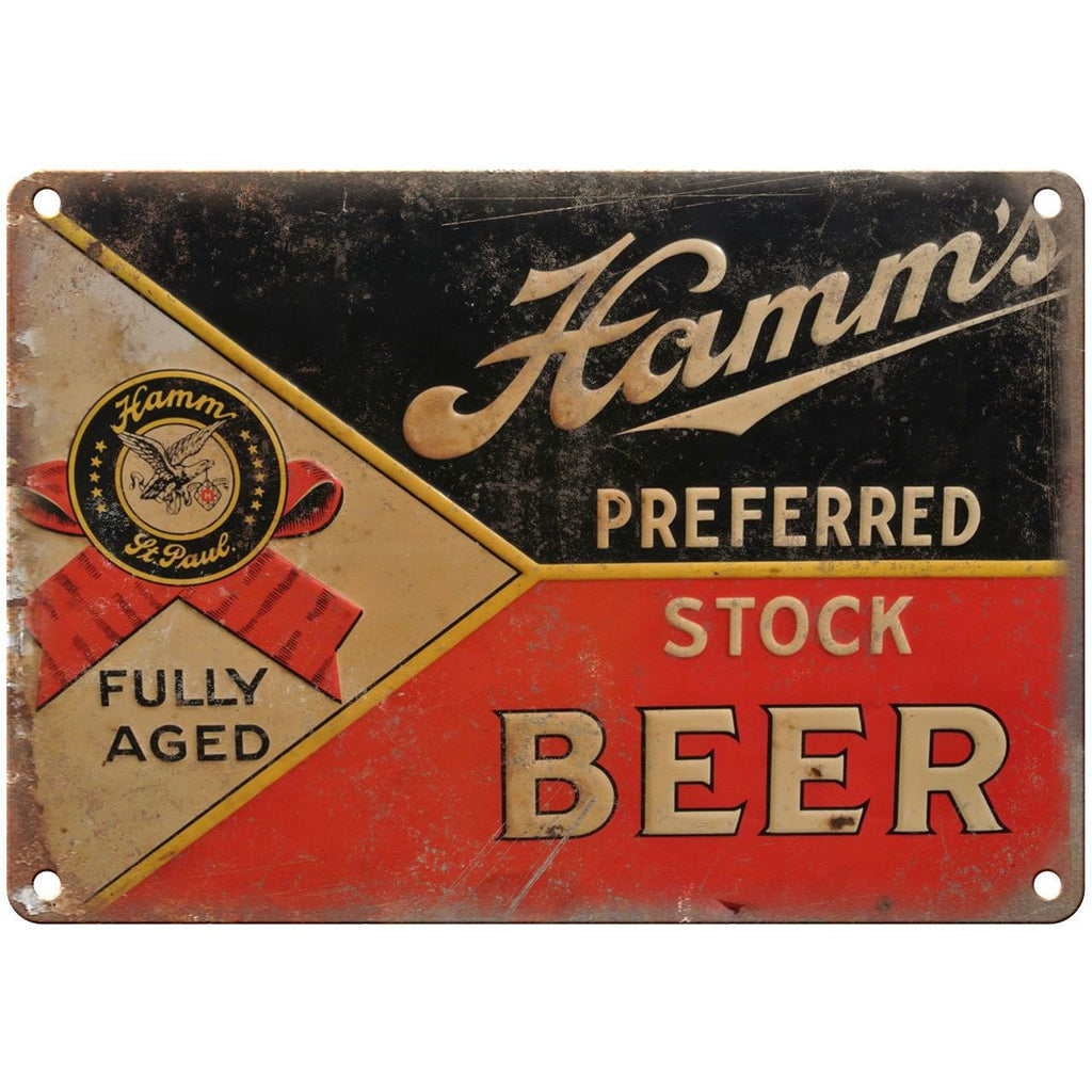 10" x 7" Metal Sign - Hamm's Beer Porcelian Sign - Vintage Look Reproduction