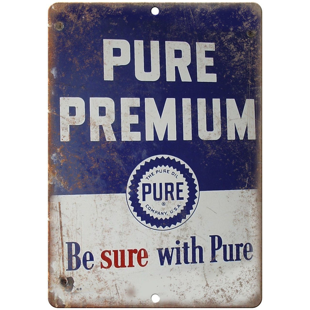 Pure Premium Oil Porcelain Look 10" X 7" Reproduction Metal Sign U93