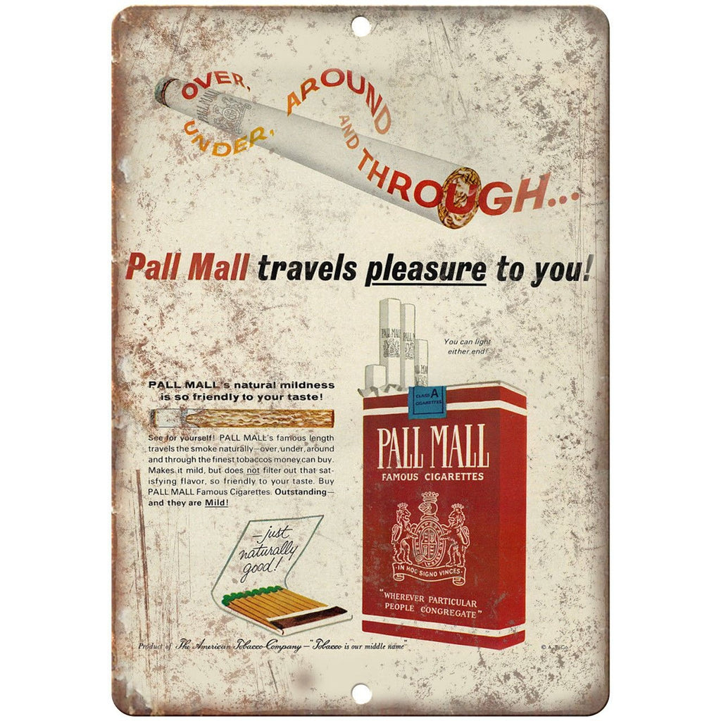 Pall Mall Pleasure Cigarette Tobacco Ad 10" X 7" Reproduction Metal Sign Y19