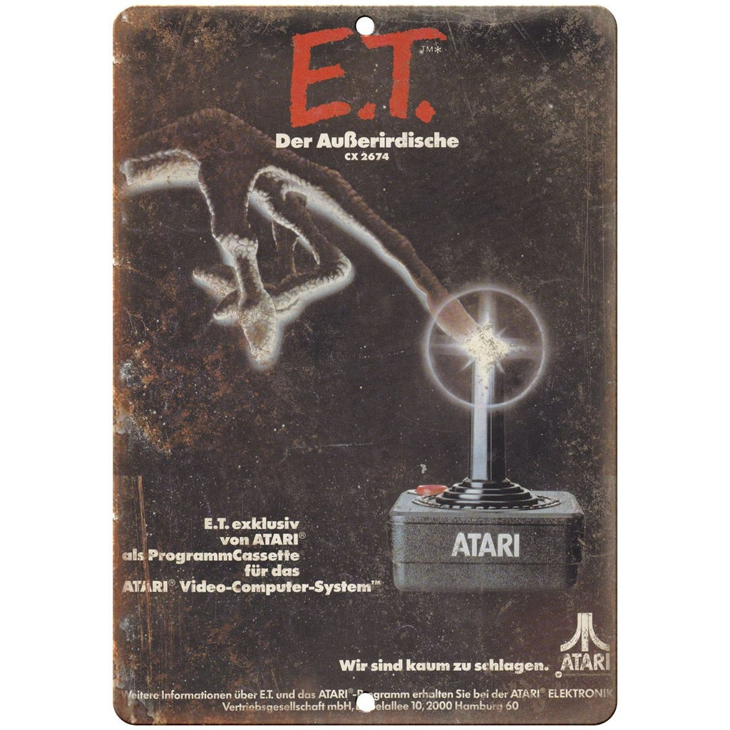 E.T. Atari German Ad RARE Advertisment 10" x 7" reproduction metal sign
