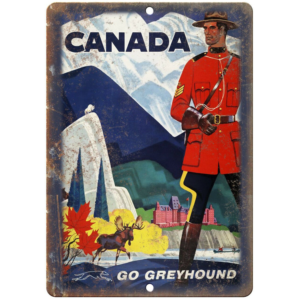 Canada Greyhound Vintage Travel Poster Art 10" x 7" Reproduction Metal Sign T64